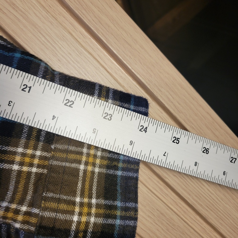 LL Bean Mens Flannel Shirt Medium Slightly Fitted Plaid Blue Green 298167 - Picture 8 of 13